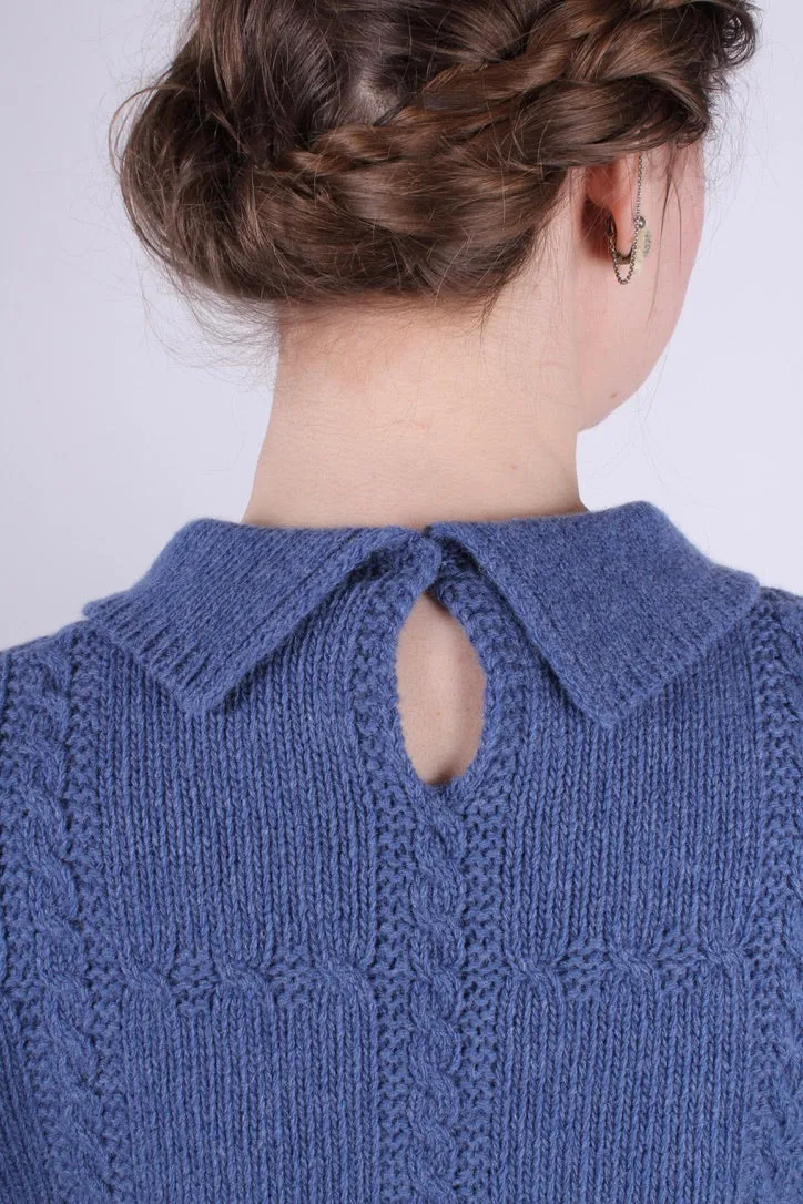 1940s vintage style pullover - Merino - Light blue - Gertrud
