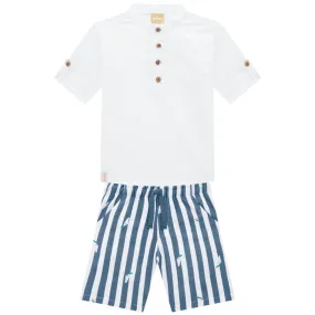 2 Piece Boys Shirt & Striped Shorts
