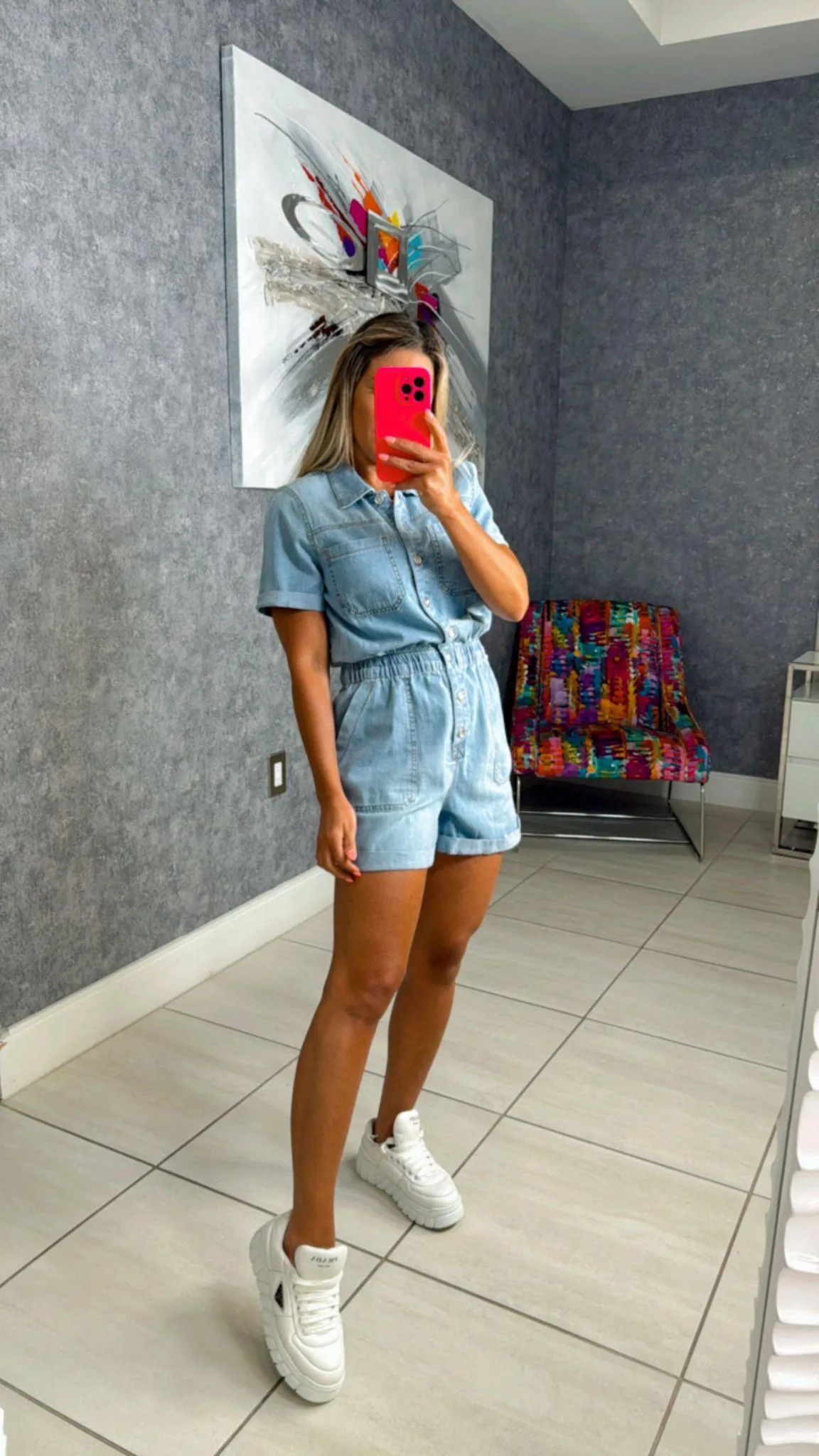 4277 Knit denim romper