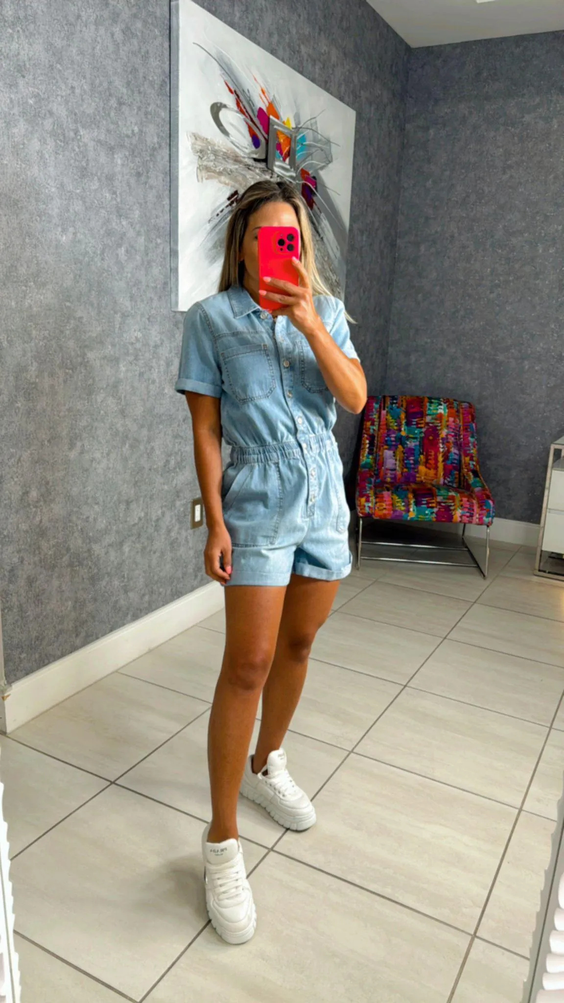 4277 Knit denim romper