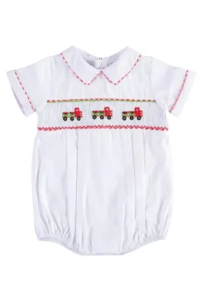 90041-White Watermelon Truck Baby Boy Bubble Romper