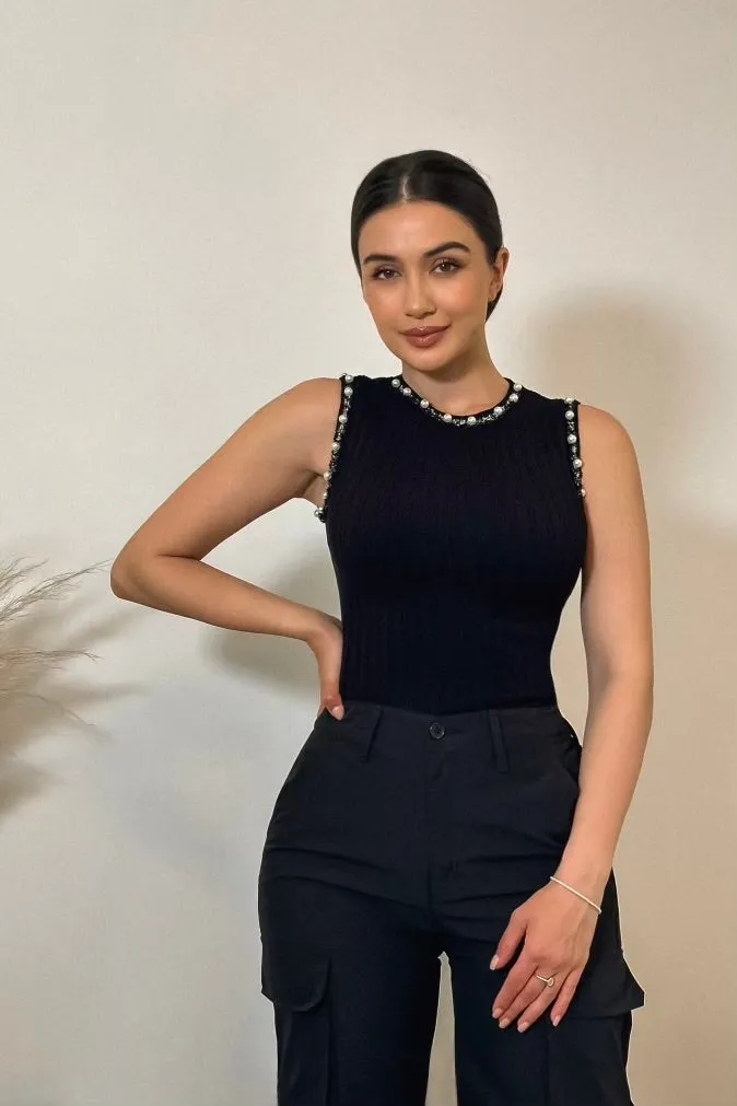 Alejandra Dressy Cargo Pants - Black