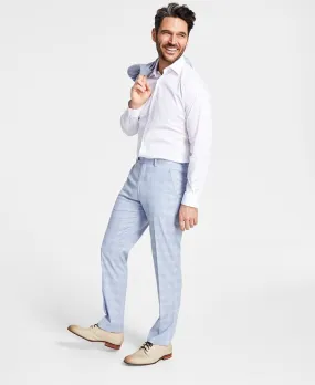 Alfani Mens Slim fit Dress Pants 30 / 30 Light Blue Plaid