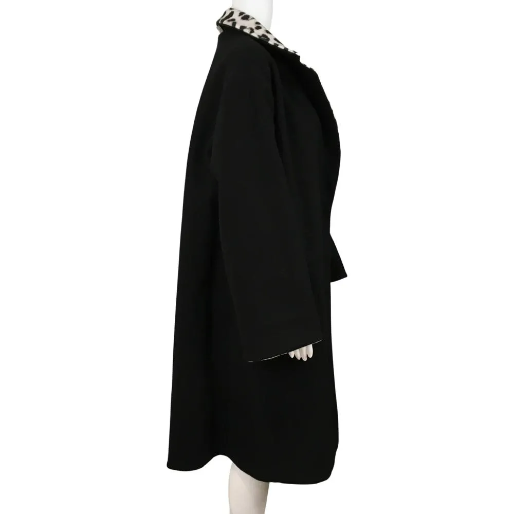 Alice   Olivia Women’s Leopard Print Reversible Belted Coat Black Multi Sz M/L