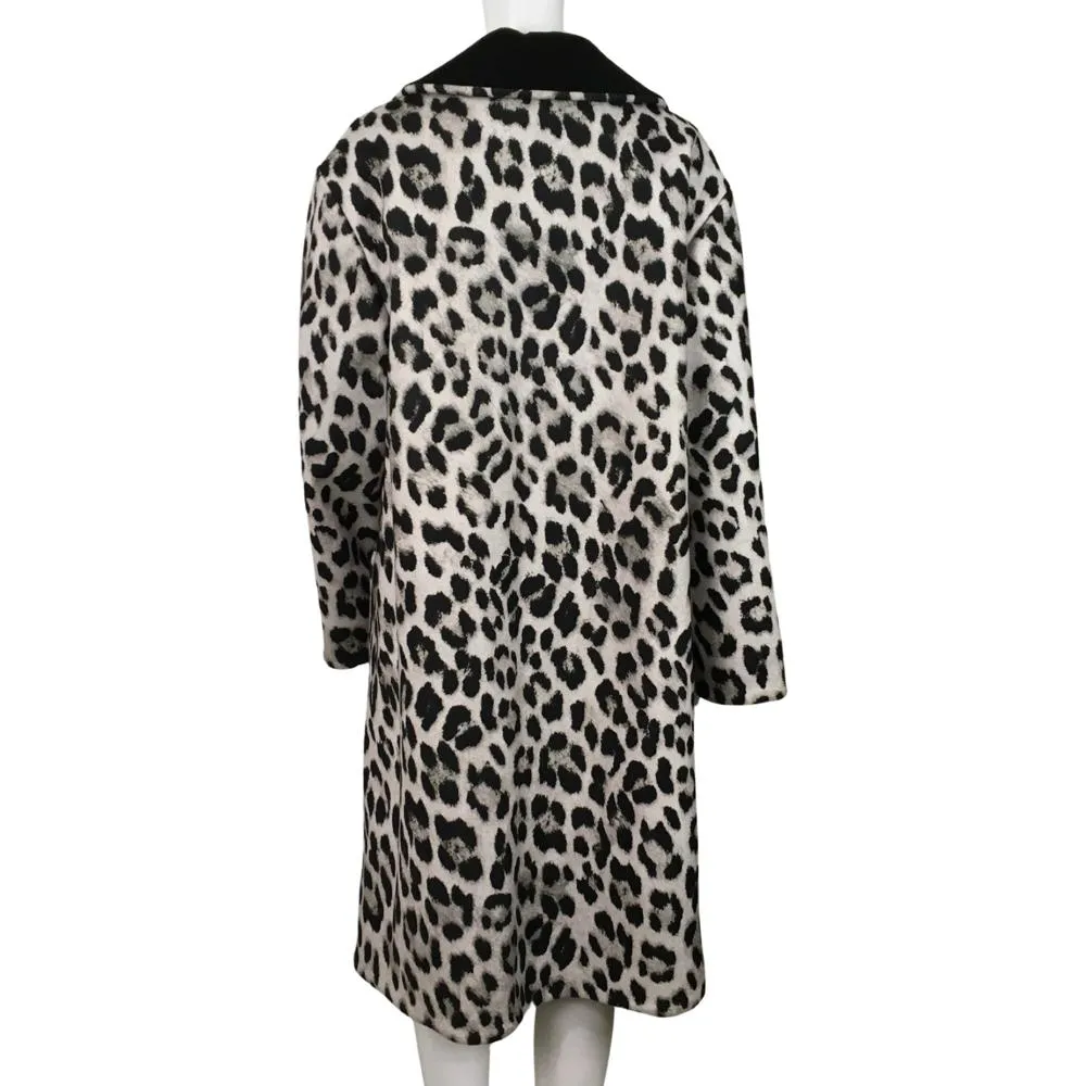 Alice   Olivia Women’s Leopard Print Reversible Belted Coat Black Multi Sz M/L