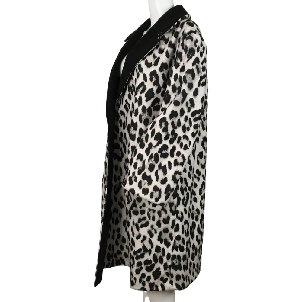 Alice   Olivia Women’s Leopard Print Reversible Belted Coat Black Multi Sz M/L