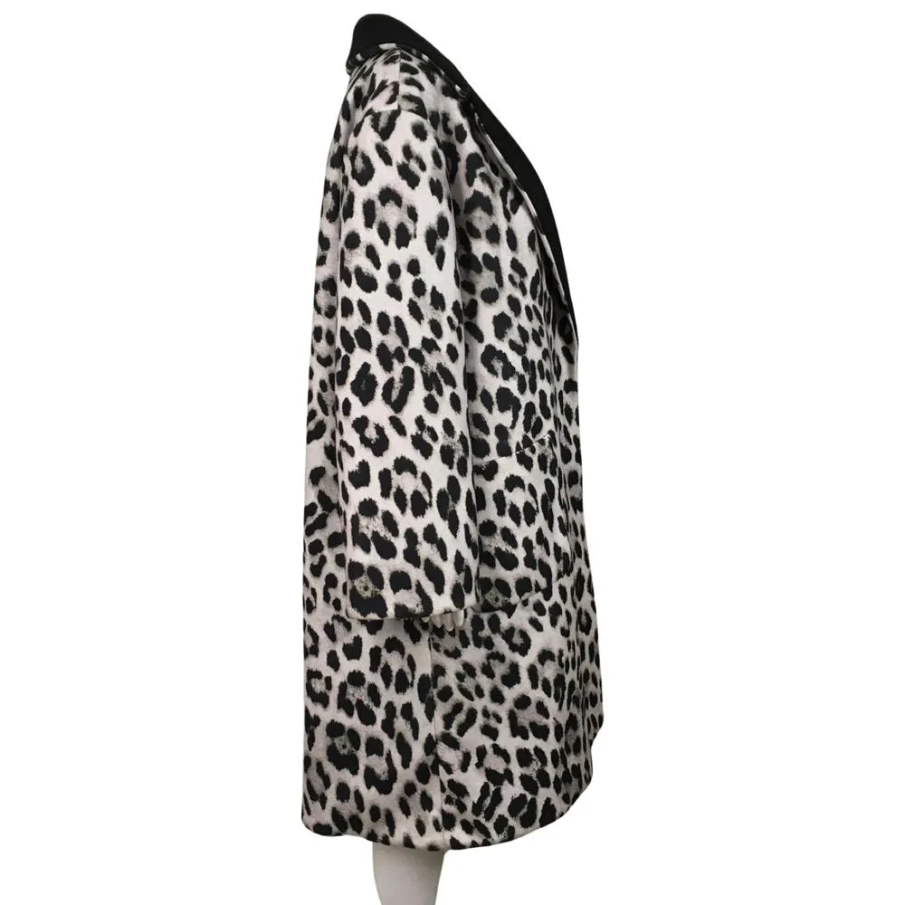 Alice   Olivia Women’s Leopard Print Reversible Belted Coat Black Multi Sz M/L