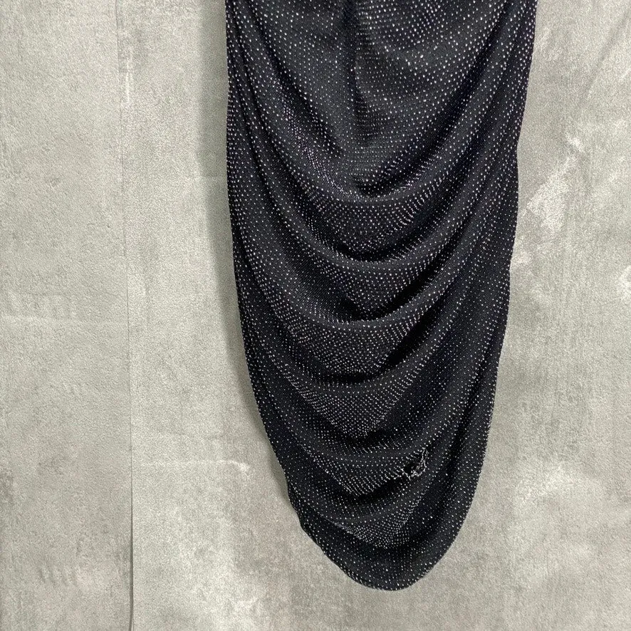 ALMOST FAMOUS Junior's Black Metallic Cowelneck Bodycon Pullover Mini Dress SZ L (10/11)