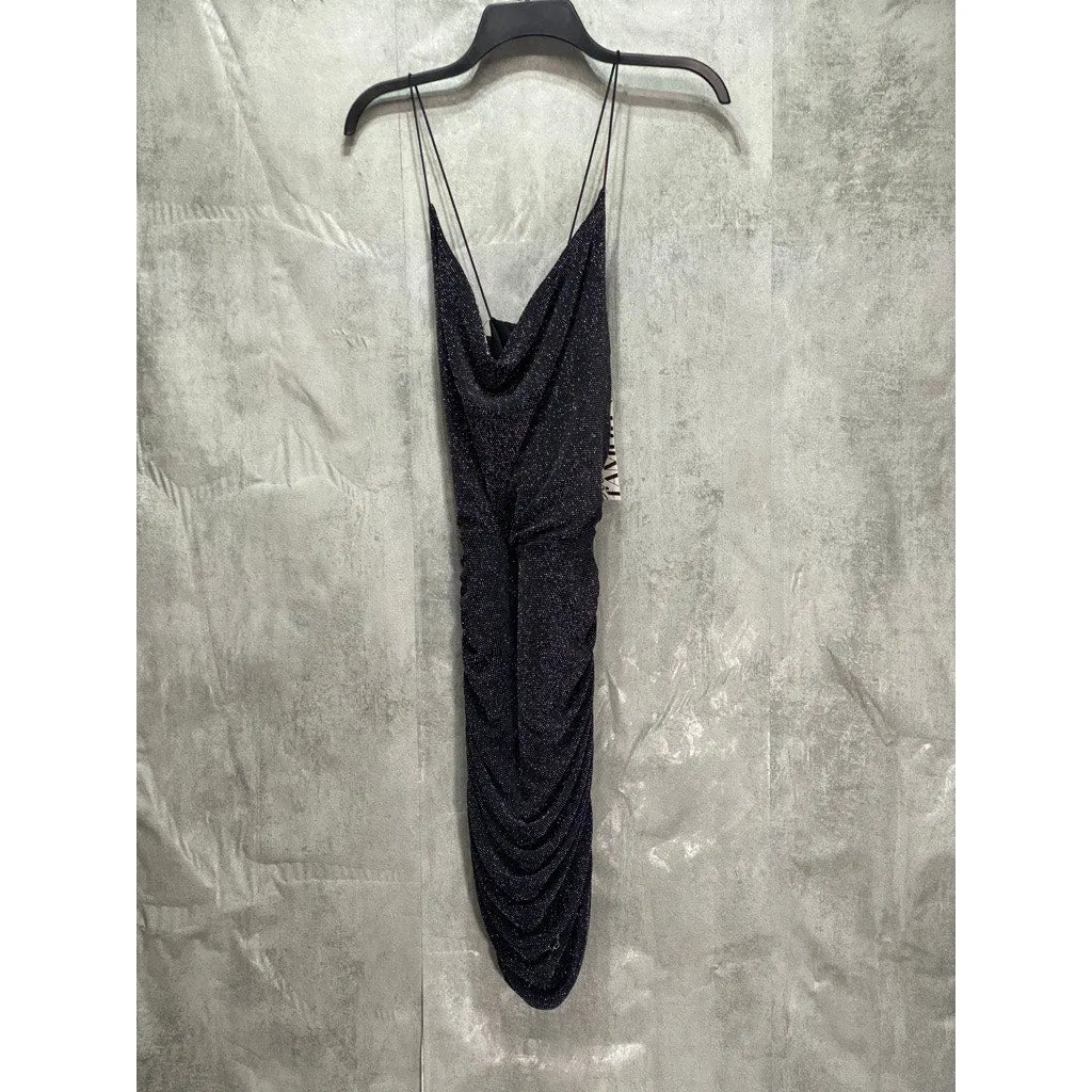ALMOST FAMOUS Junior's Black Metallic Cowelneck Bodycon Pullover Mini Dress SZ L (10/11)