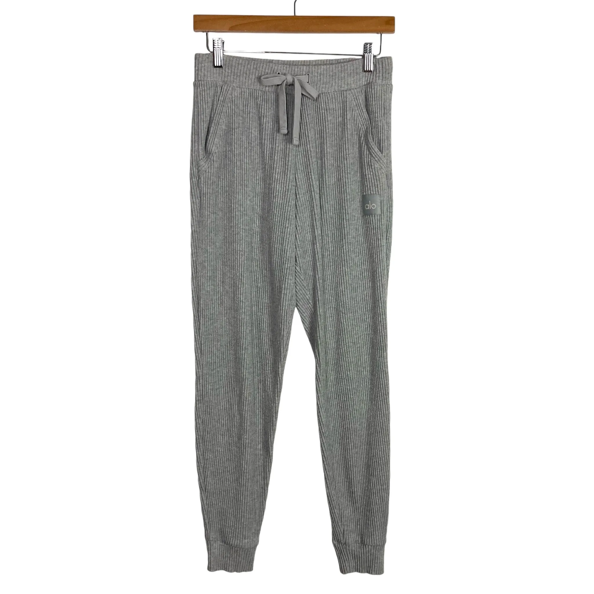Alo Yoga Heather Gray Ribbed Drawstring Joggers- Size S (we have matching sweatshirt, Inseam 29")