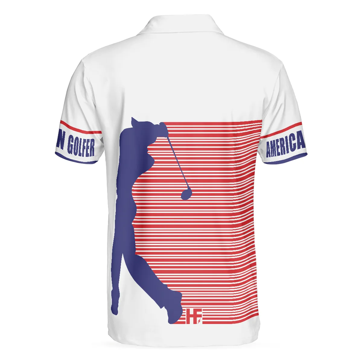 American Golfer Golfing Polo Shirt, Strips Barcode American Flag Polo Shirt, Patriotic Golf Shirt For Men