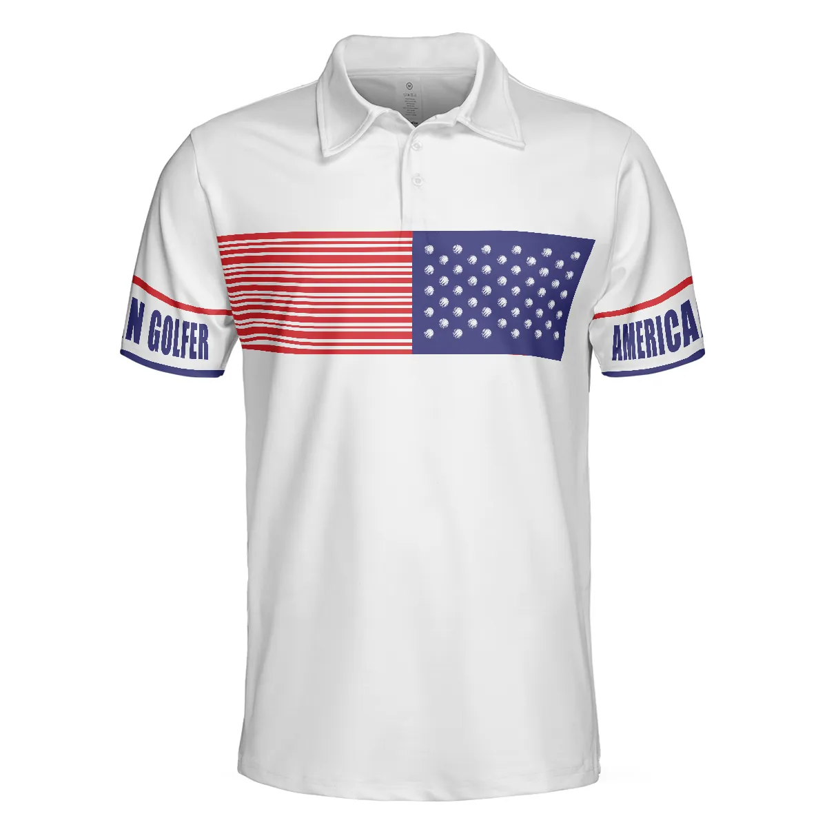 American Golfer Golfing Polo Shirt, Strips Barcode American Flag Polo Shirt, Patriotic Golf Shirt For Men