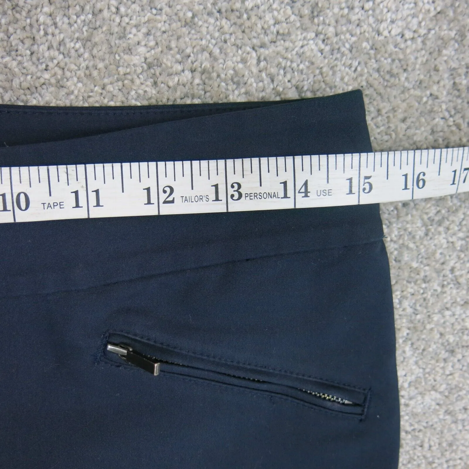 Ann Taylor Womens Curvy Dress Pants Mid Rise Zipper Pockets Navy Blue Size 0