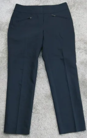 Ann Taylor Womens Curvy Dress Pants Mid Rise Zipper Pockets Navy Blue Size 0