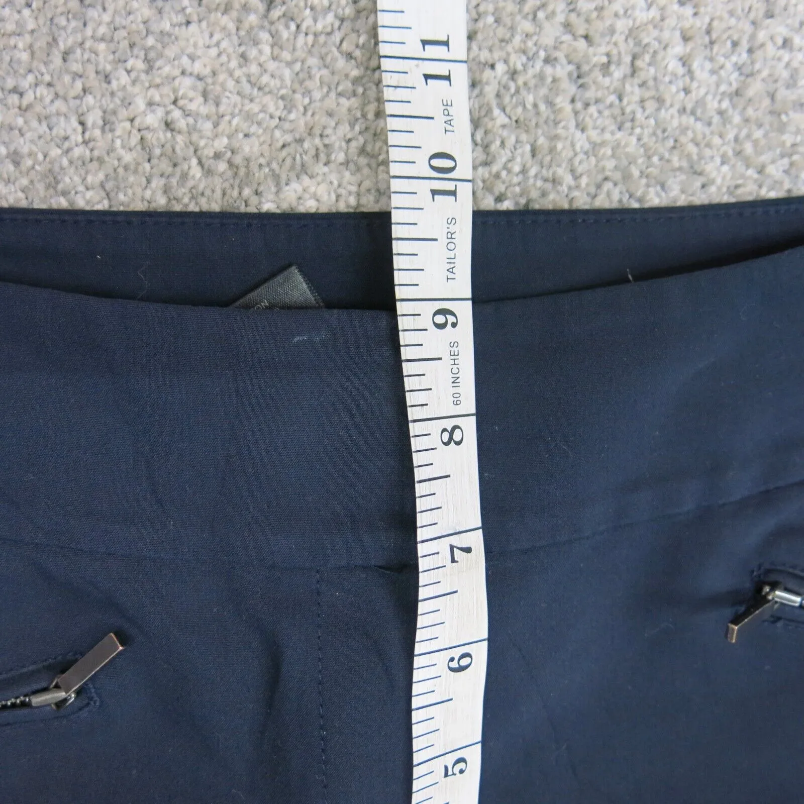 Ann Taylor Womens Curvy Dress Pants Mid Rise Zipper Pockets Navy Blue Size 0