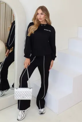 Apres ski black sweater & flared pants loungewear