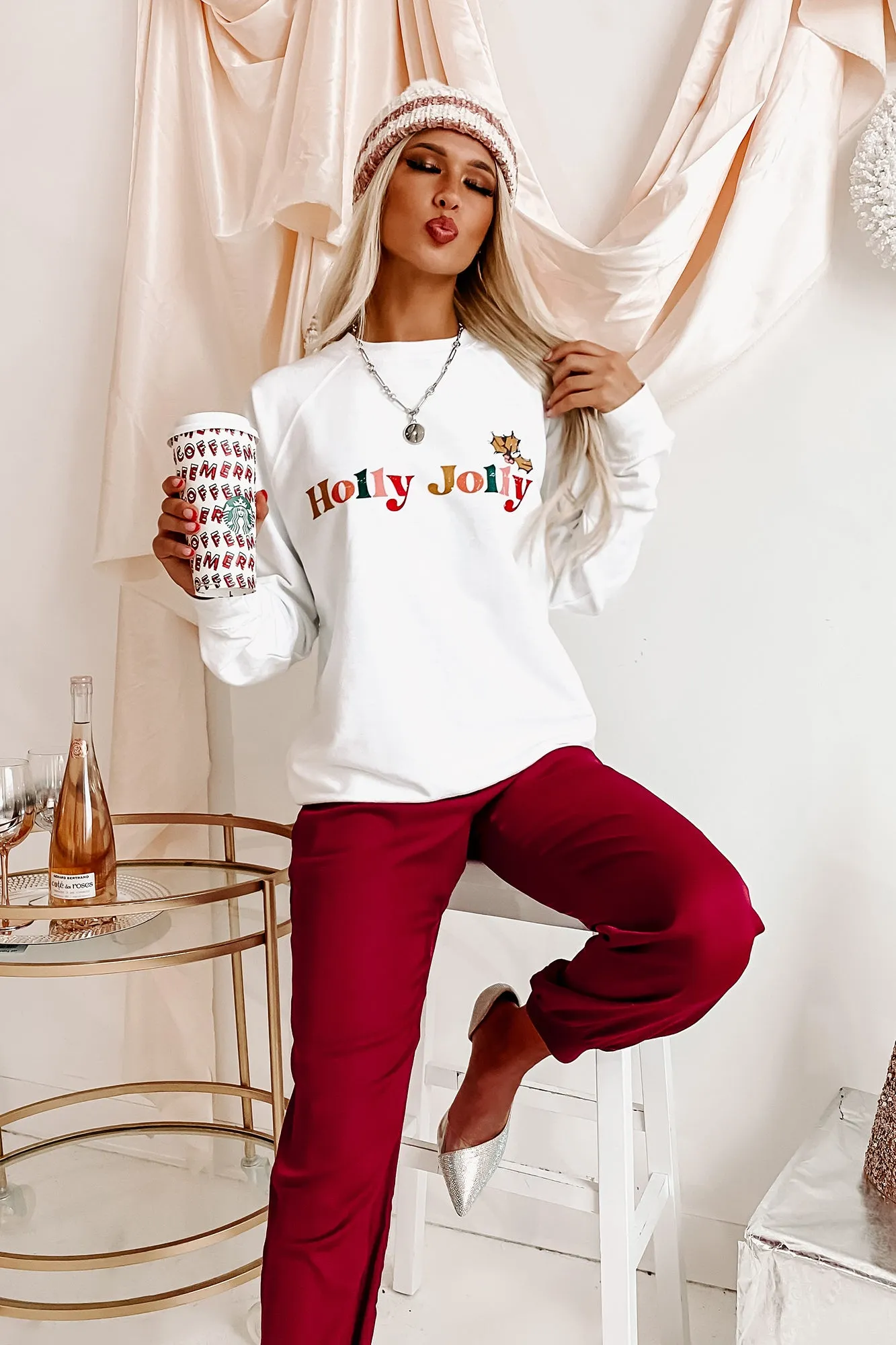 Arabian Nights Smocked Waist Joggers (Burgundy)