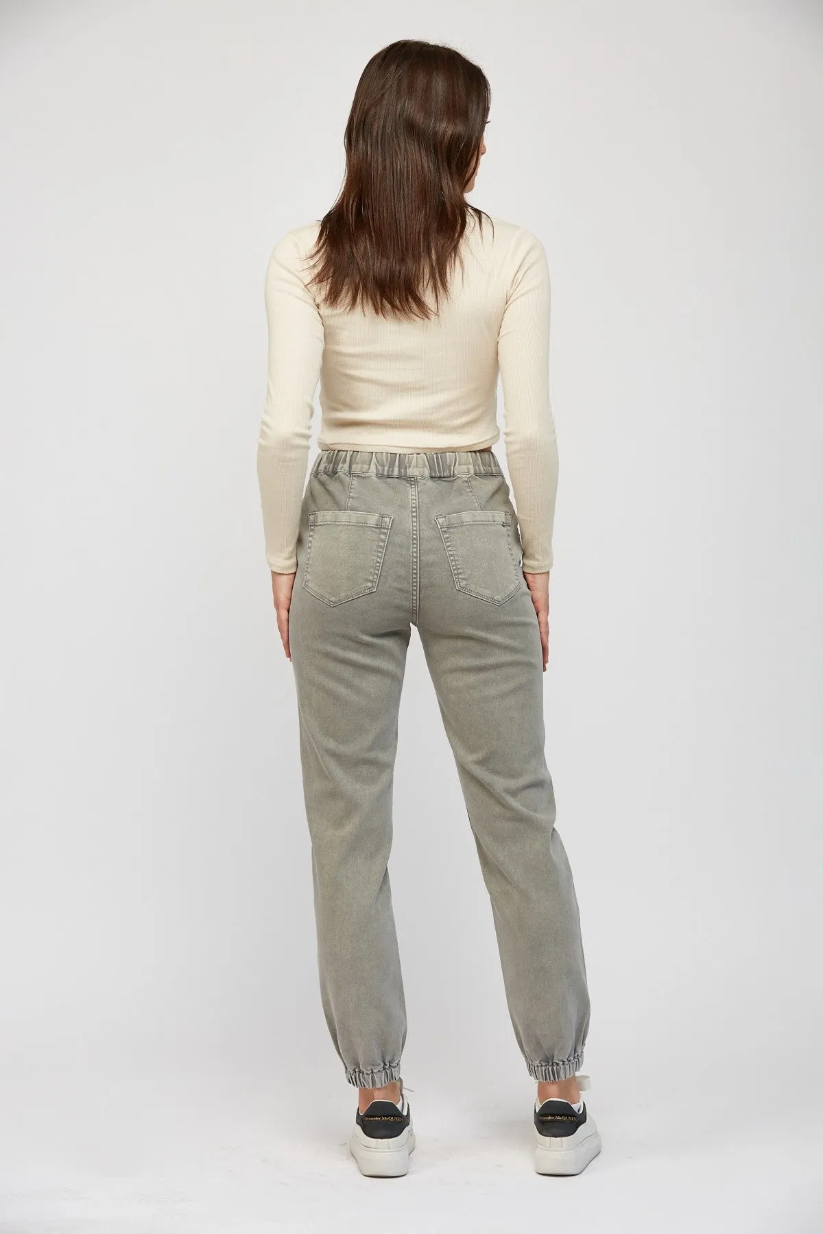 Ash Grey High Rise Jogger Crop | Mica**