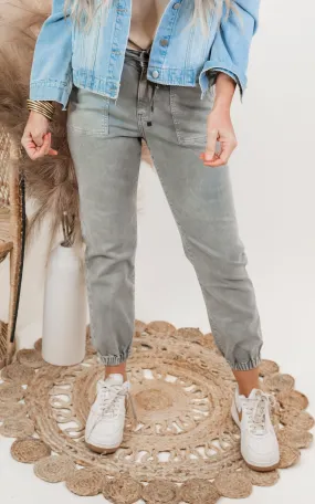Ash Grey High Rise Jogger Crop | Mica**