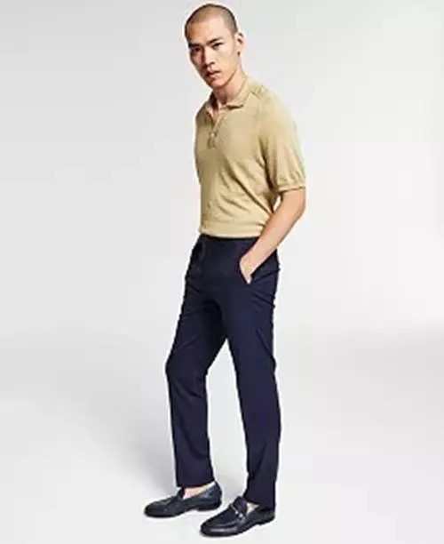 Bar Iii Mens Skinny fit Dress Pants 34 / 32 Blue Plaid