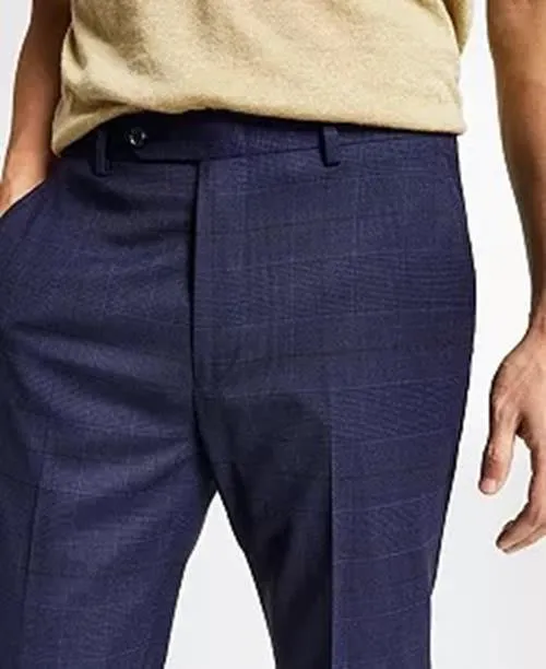 Bar Iii Mens Skinny fit Dress Pants 34 / 32 Blue Plaid