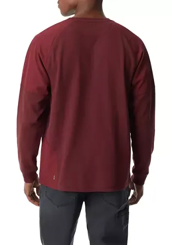 Bass Outdoor Men's Thermal Raglan Long Sleeve Henley T Shirt Red Large