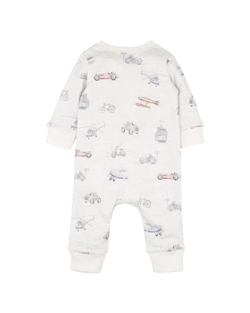 Bebe Finley Print Longsleeve Zip Romper S24