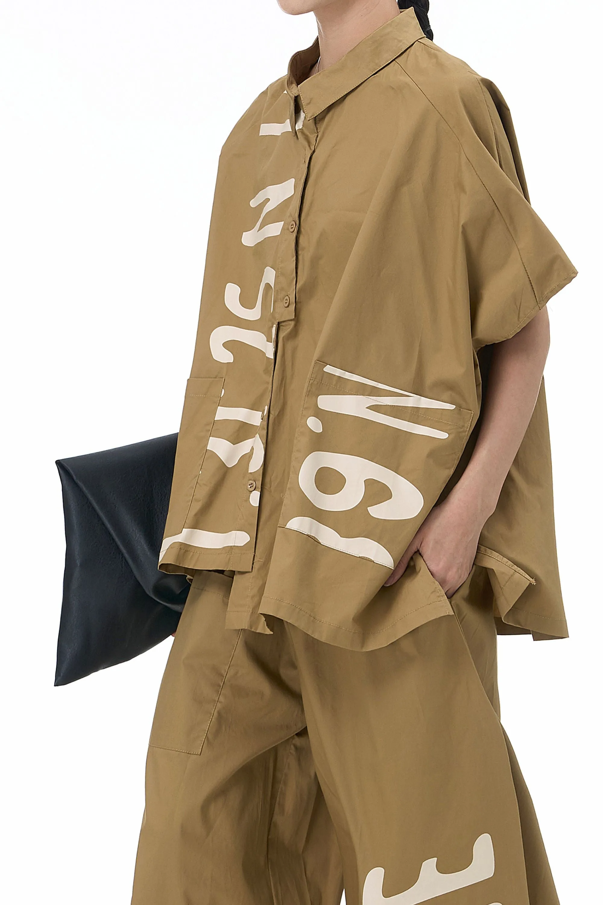 BEIGE CLAY CASCADE OVERSIZED SHIRT