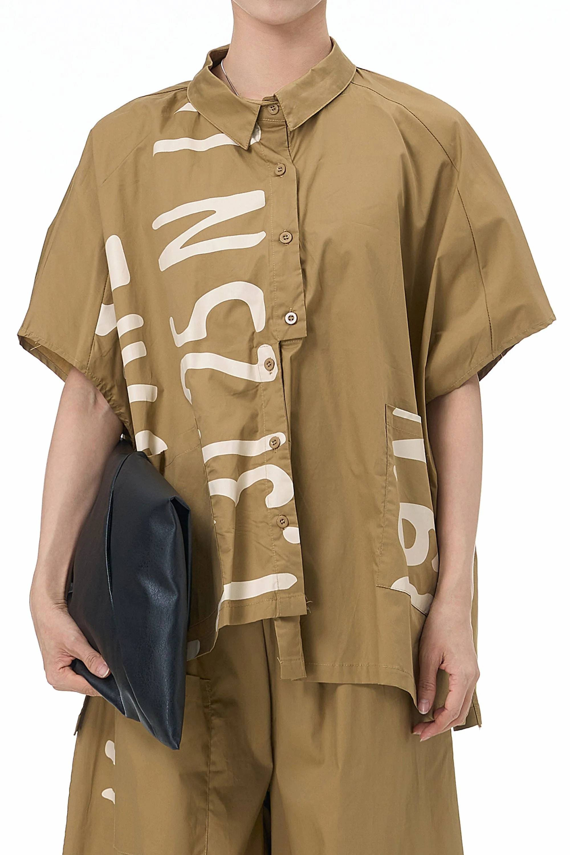 BEIGE CLAY CASCADE OVERSIZED SHIRT