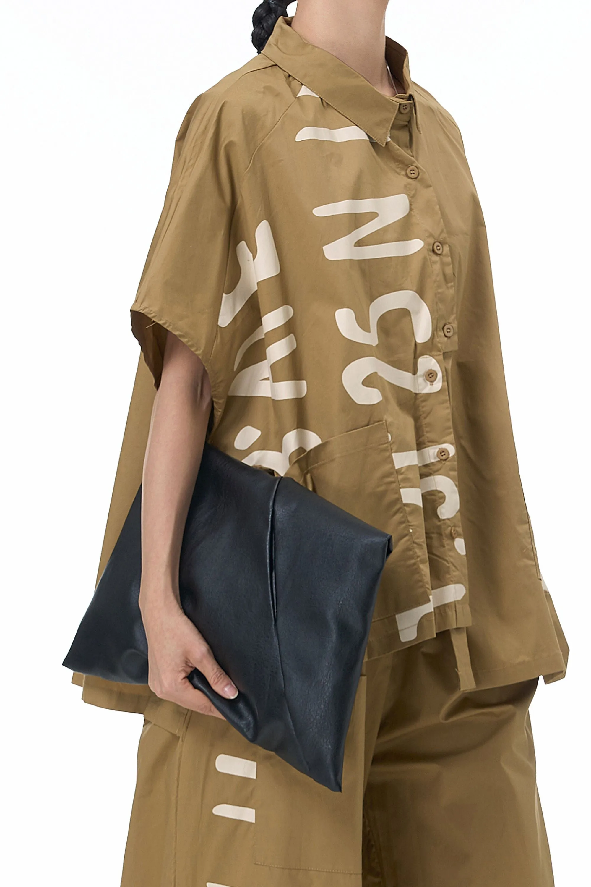 BEIGE CLAY CASCADE OVERSIZED SHIRT
