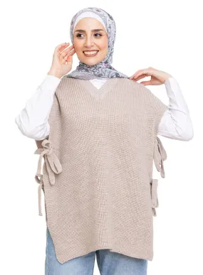 Beige Cut Belt Pullover