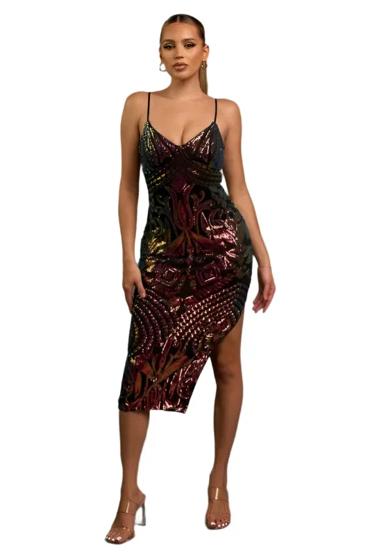 BLACK TIE - MULTI CAMI SEQUIN DRESS