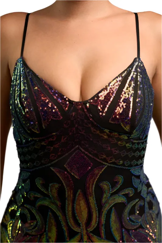 BLACK TIE - MULTI CAMI SEQUIN DRESS