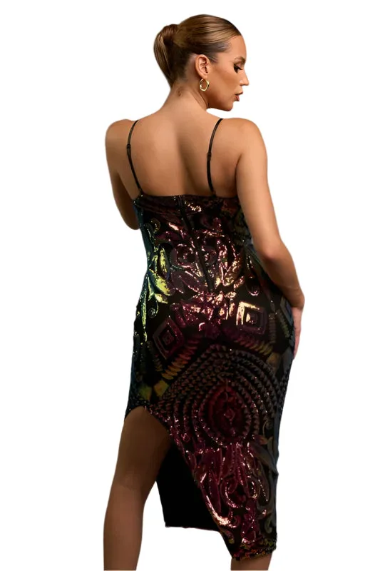 BLACK TIE - MULTI CAMI SEQUIN DRESS
