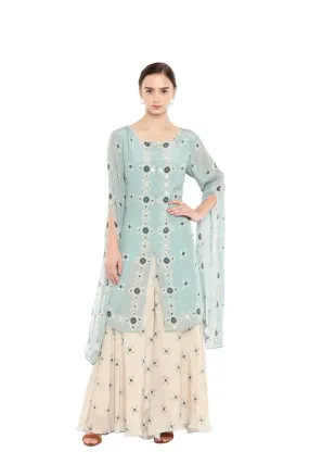 Blue Kurti & Beige Pants Set