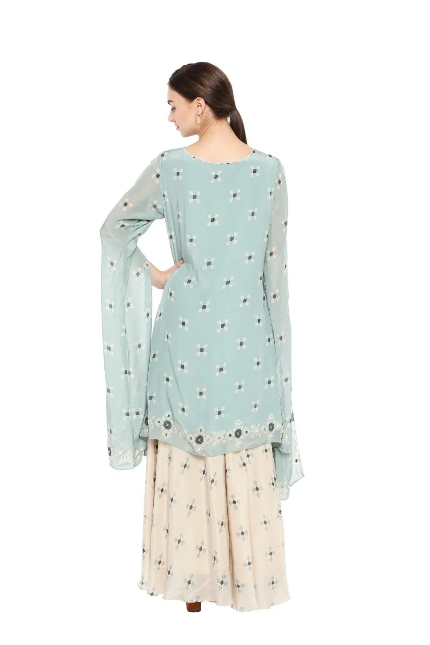 Blue Kurti & Beige Pants Set