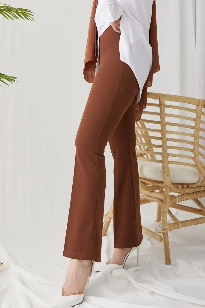 BNG Women Spanish Flared Fabric Pants Brown - Clermont