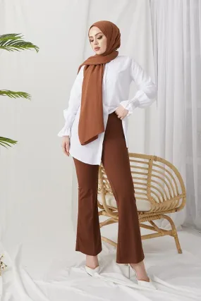 BNG Women Spanish Flared Fabric Pants Brown - Clermont