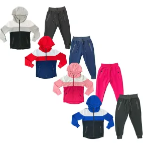 Boys Girls Kids Tracksuit Panel Jacket Joggers Jogging Bottoms Outfit Set