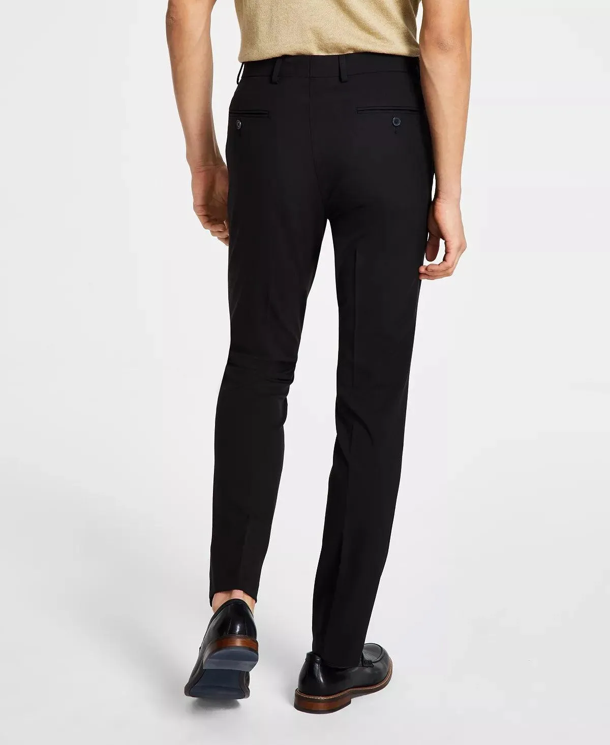Calvin Klein Mens Skinny fit Dress Pants 36 / 30 Black Solid Stretch