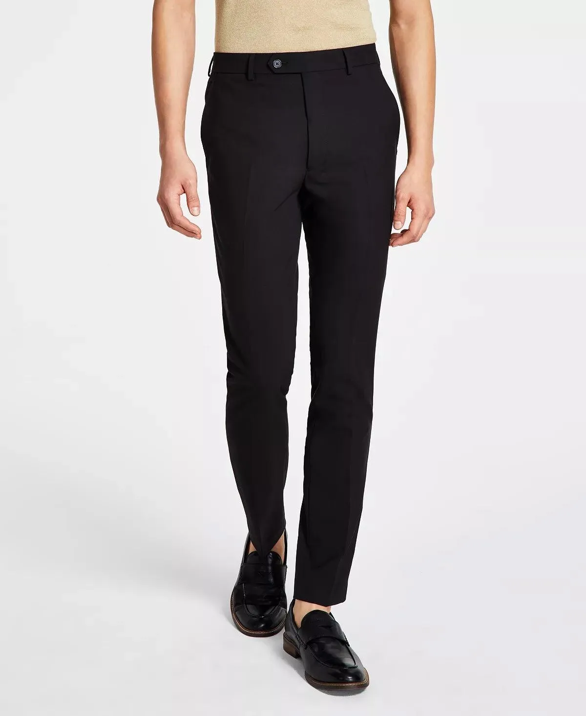 Calvin Klein Mens Skinny fit Dress Pants 36 / 30 Black Solid Stretch