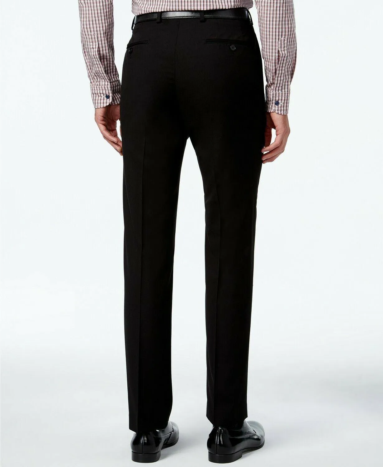 Calvin Klein Mens Slim fit Dress Pants 38 / 32 Black Solid Stretch