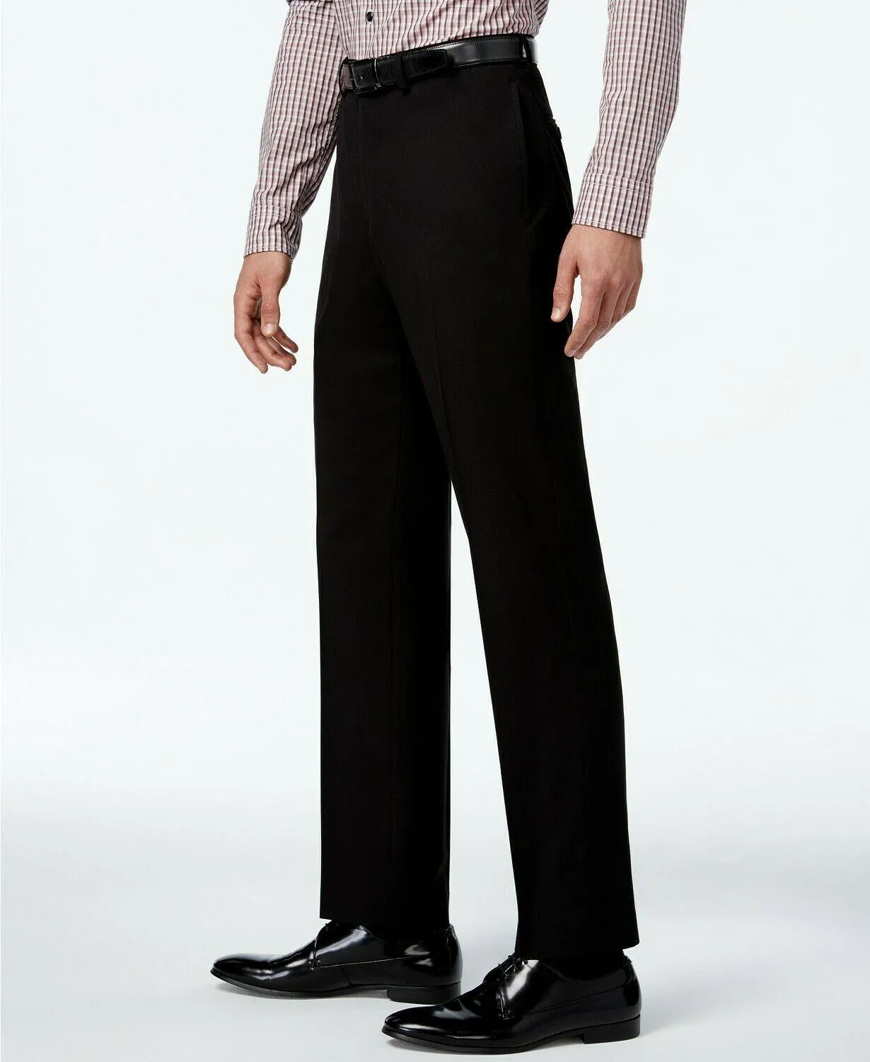 Calvin Klein Mens Slim fit Dress Pants 38 / 32 Black Solid Stretch