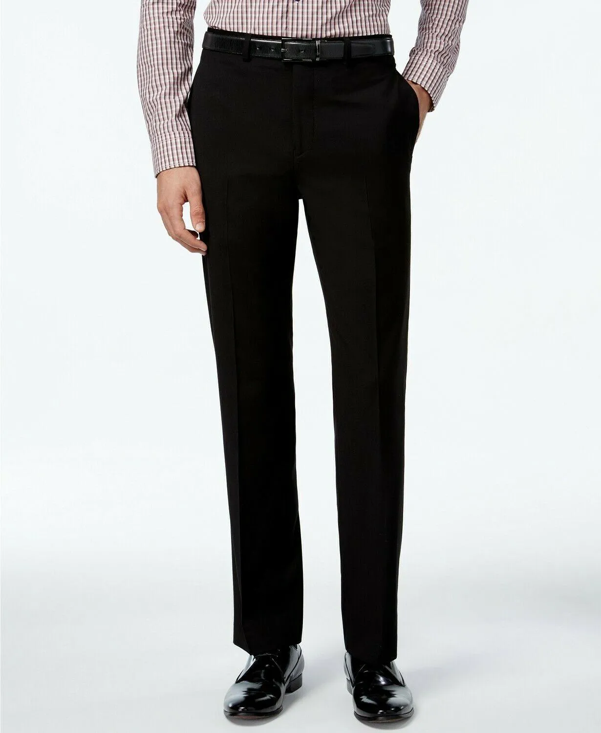 Calvin Klein Mens Slim fit Dress Pants 38 / 32 Black Solid Stretch