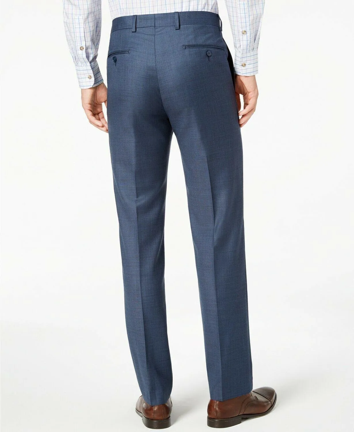 Calvin Klein Men's Slim Fit Wool Blend Stretch Dress Pants Blue Neat 36x30