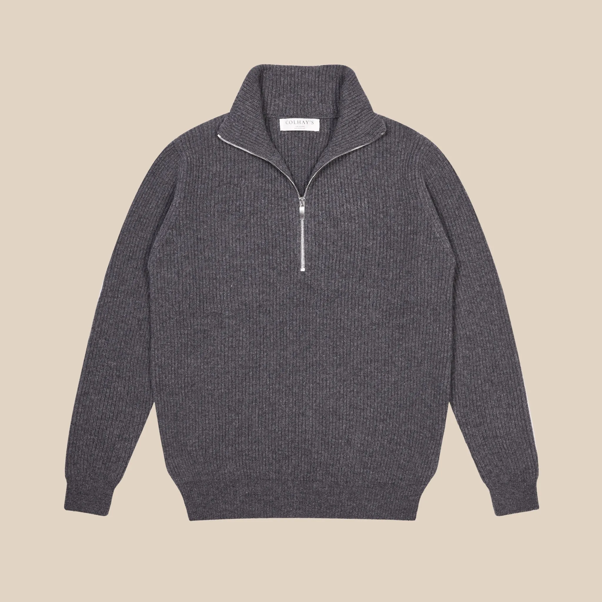Cashmere alpine half zip sweater in grey mélange