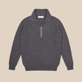 Cashmere alpine half zip sweater in grey mélange