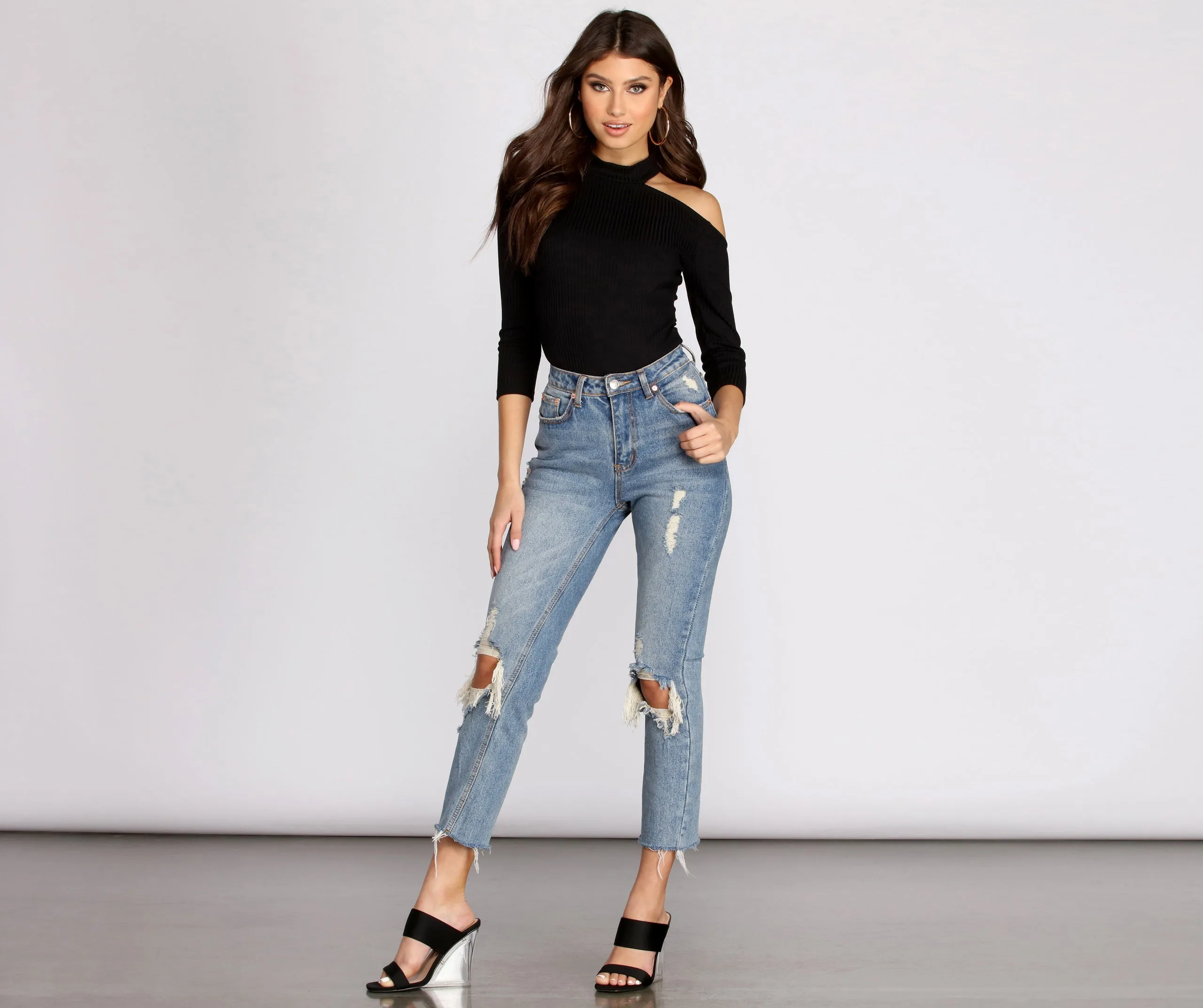 Cold Shoulder Knit Bodysuit