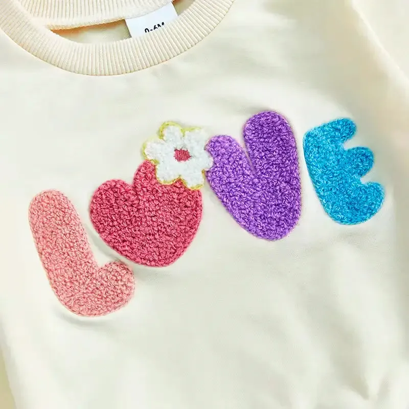 Colorful Love Set 💗 "LOVE" Sweatshirt & Star Print Joggers (0-3T)