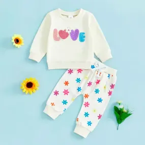Colorful Love Set 💗 "LOVE" Sweatshirt & Star Print Joggers (0-3T)